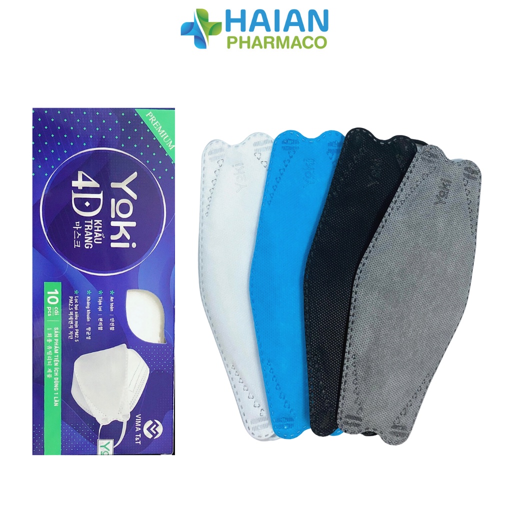 Khẩu trang 4D Yoki Premium Hộp 10 cái 4 Lớp Hàng Công Ty