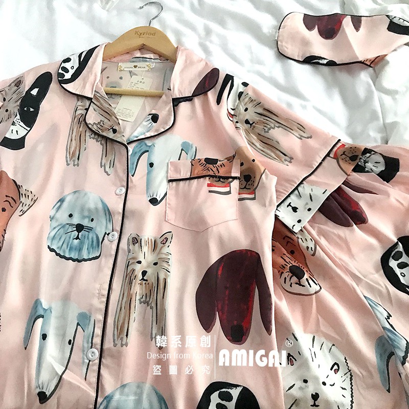 Bộ đồ ngủ cho nữ tay ngắn vải satin form rộng thoải mái cho nữ | BigBuy360 - bigbuy360.vn