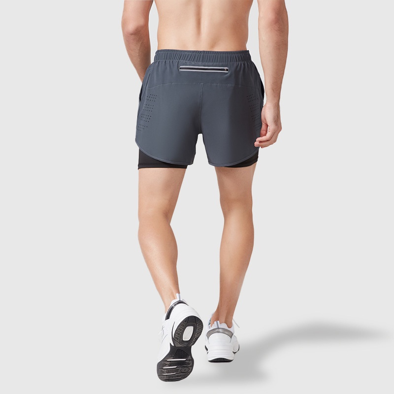 [ GYMEN ] Quần short thể thao nam  thoải mái  nhanh khô chạy bộ tập thể dục thoáng khí  quần bóng rổ  cỡ lớn  ngoài trời   huấn luyện  hút mồ hôi quần short 2 lớp giả