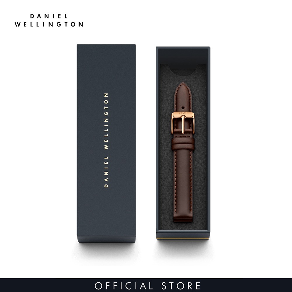 Dây da đồng hồ Daniel Wellington 14mm khóa màu vàng hồng - Cho đồng hồ Petite 32mm