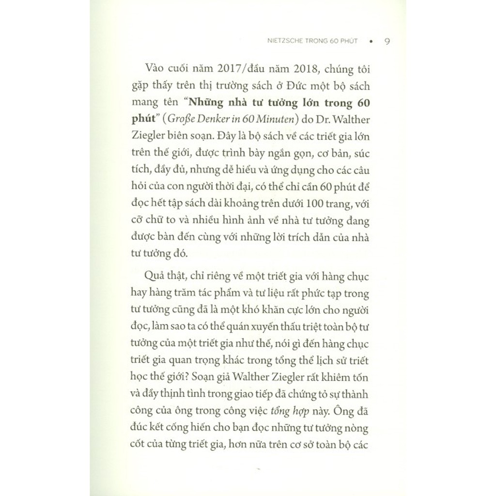 Sách - Những Nhà Tư Tưởng Lớn - Nietzsche Trong 60 Phút