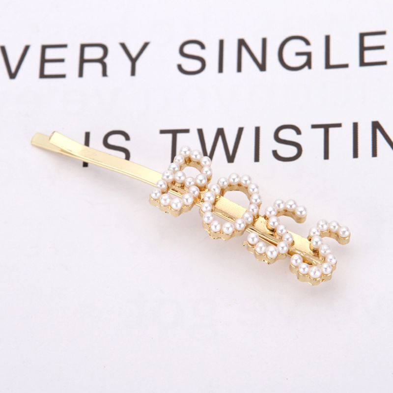 Kẹp Tóc Bằng Hợp Kim Hình Ngôi Sao / Mặt Cười / Chữ Cái Đính Ngọc Trai