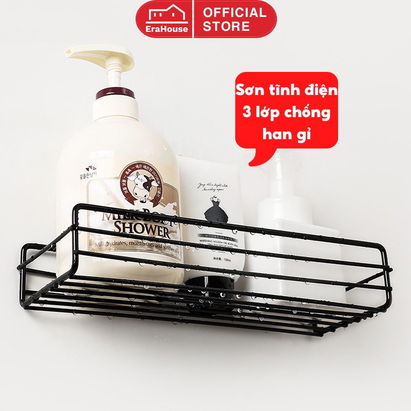 Kệ dán tường EraHouse kệ sắt chữ nhật đa năng để đồ nhà tắm, phòng bếp dán tường ERHB04