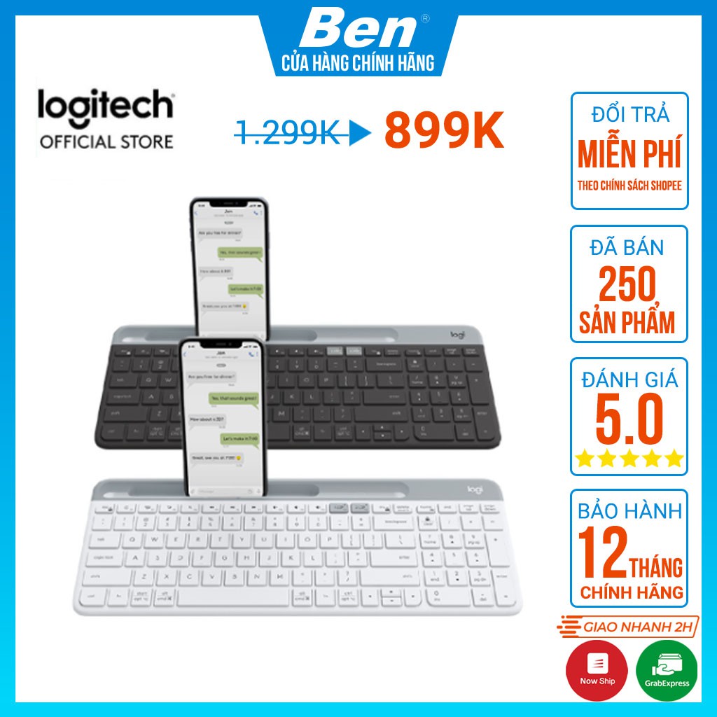 Bàn phím không dây bluetooth Logitech K580 Slim Multi device - Kết nối đa thiết bị - Bluetooth USB Unifying