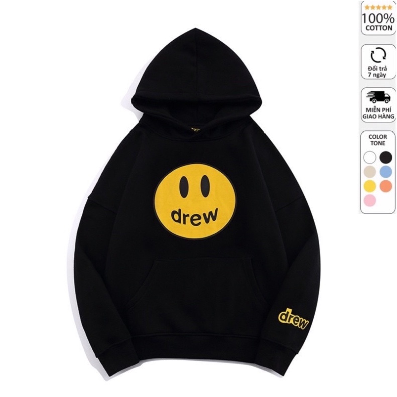 FREE SHIP [Freeship]Áo hoodie DREW unisex nam nữ phom rộng chất nỉ dày