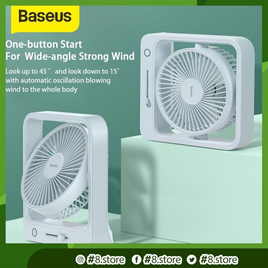 Quạt mini Pin sạc Baseus Cube Shaking Fan (Pin sạc 5400mAh, 18h sử dụng , Xoay 60 độ, Điều chỉnh nhi