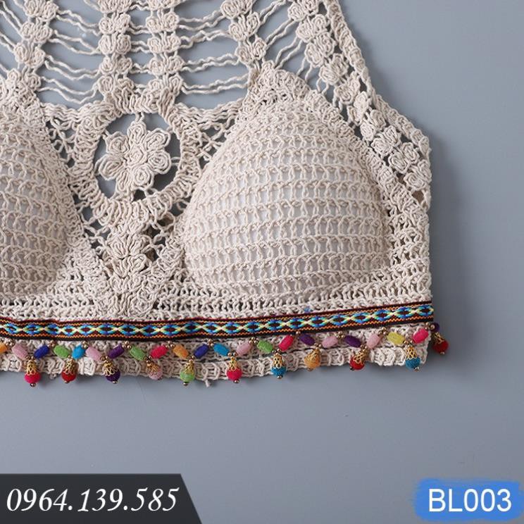 Áo bikini len móc đi biển cực xinh, sợi len cotton dai khỏe, thoáng mát, hàng đẹp giá tốt, mẫu mới 2020 | BL003 ་ | BigBuy360 - bigbuy360.vn