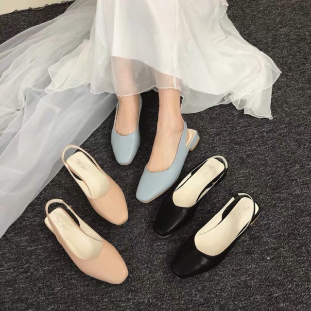 Giày búp bê da mềm 2cm Quảng Châu màu pastel