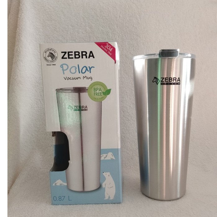 Ly giữ nhiệt inox zebra Thái Lan kèm túi vải có quai đeo 870ml - 112702