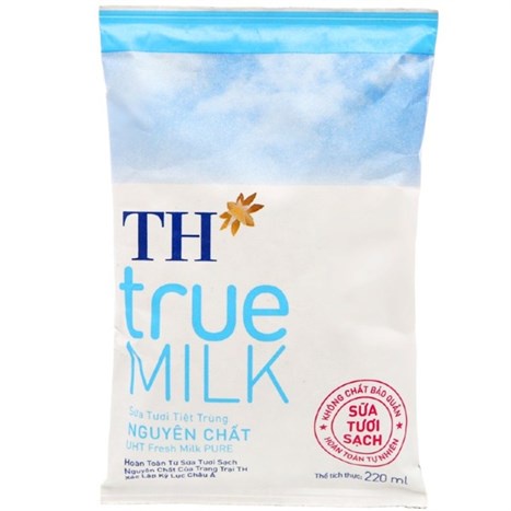 Sữa tươi tiệt trùng nguyên chất không đường TH true MILK bịch 220ml