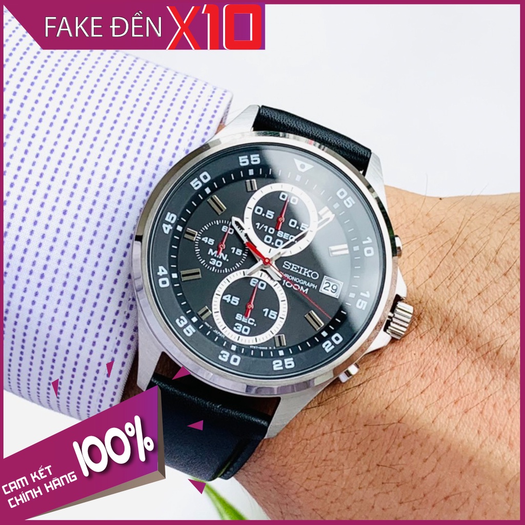 Đồng hồ nam thể thao đẹp Seiko mặt đen 6 kim SKS635P1