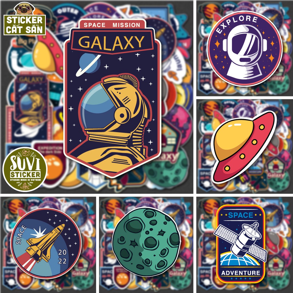 50 Sticker Vũ Trụ Galaxy chống nước sticker dán laptop, điện thoại, đàn guitar, mũ bảo hiểm, vali. MSP: G01