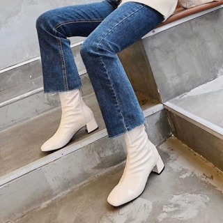 Boot cao cổ da bóng cao cấp gót 5 cm