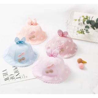 Mũ vành gắn nơ xinh cho bé gái 3-18 tháng