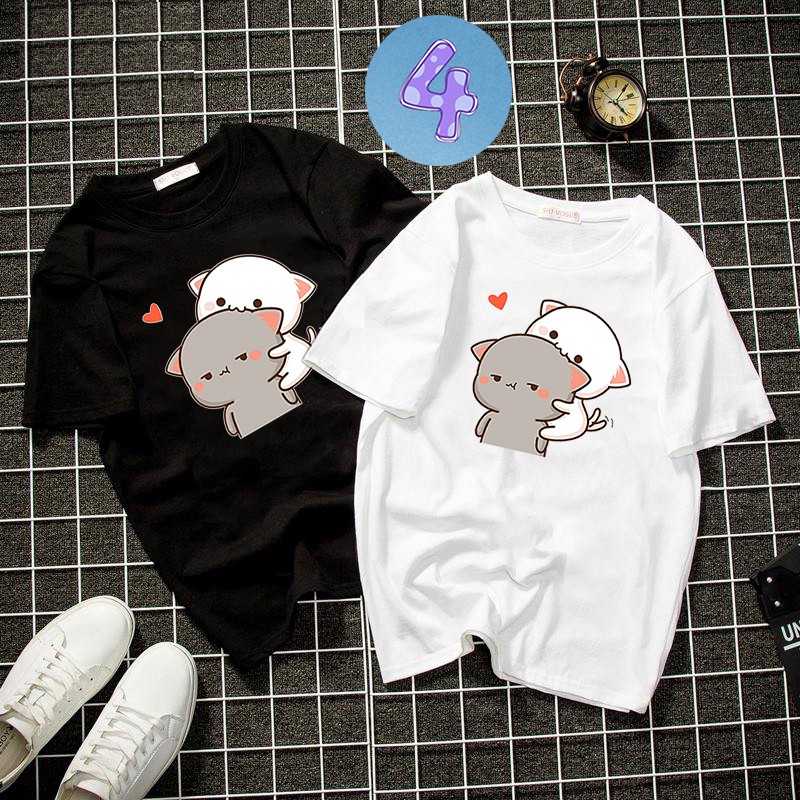 Áo thun unisex form rộng in hình dễ thương vải dày mịn bst23