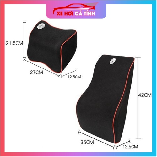 Gối tựa đầu tựa lưng ô tô cao su non bọc nỉ màu đen, nâu, be thoáng lưng và cổ