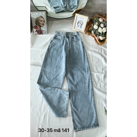 Quần Baggy Jean Nữ Bigsize Lưng Cao Kiểu 2 Nút Ống Suông Chất Dày Dặn Đứng Form Ms141