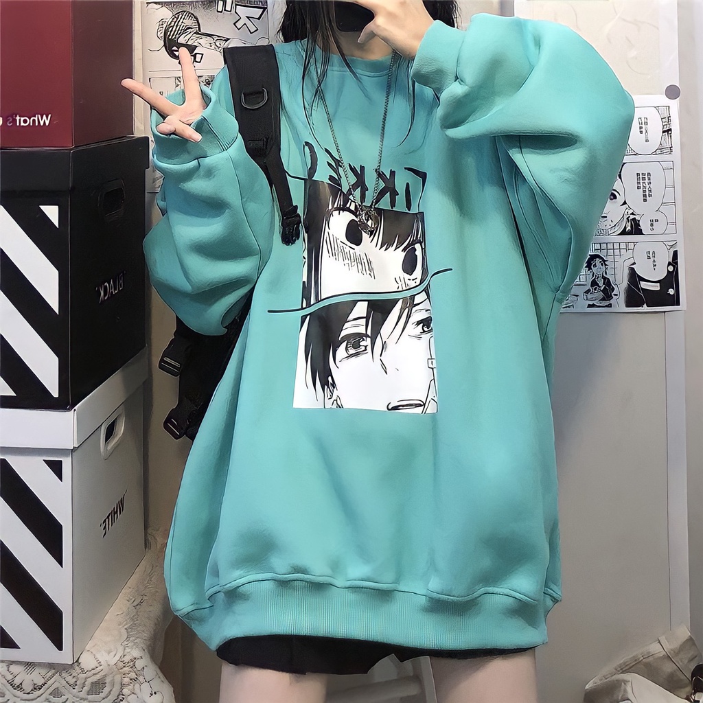 Áo Sweater Nỉ Unisex Anime TIKKEO Dáng Thụng In HÌnh 3 Màu