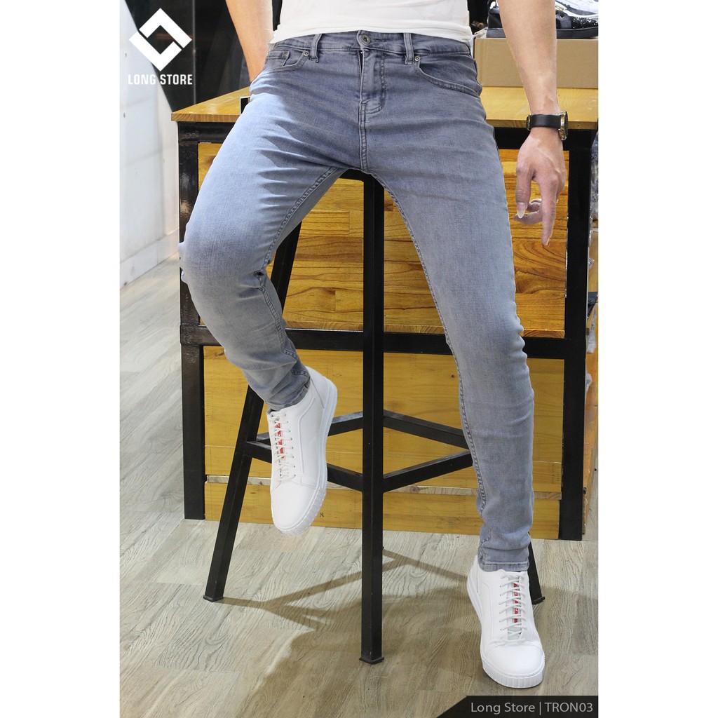 Quần jean nam trơn màu ghi bạc ✅FREESHIP✅ Quần bò nam dáng ôm SLIMFIT skinny co giãn cao cấp - Tron03