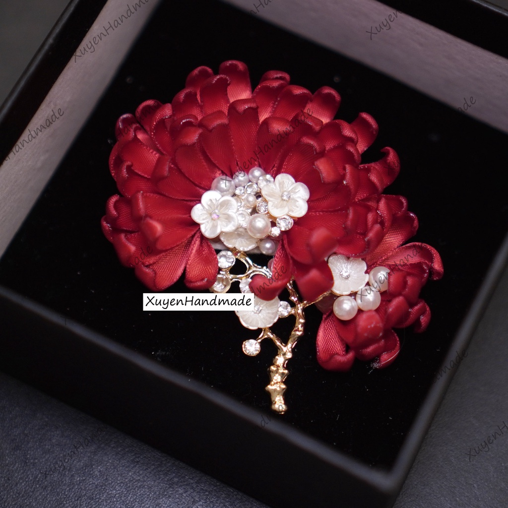 Hoa Cúc Đôi Handmade Cài Áo Cao Cấp