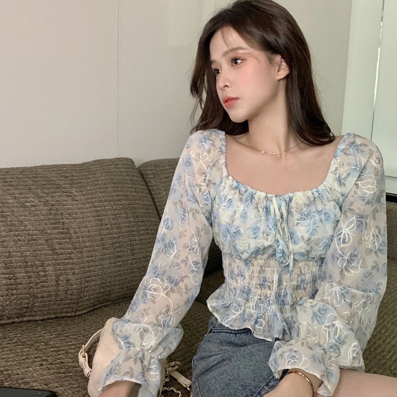 Áo kiểu BH ngắn tay dài thêu hoa thời trang mùa xuân dành cho nữ 2022