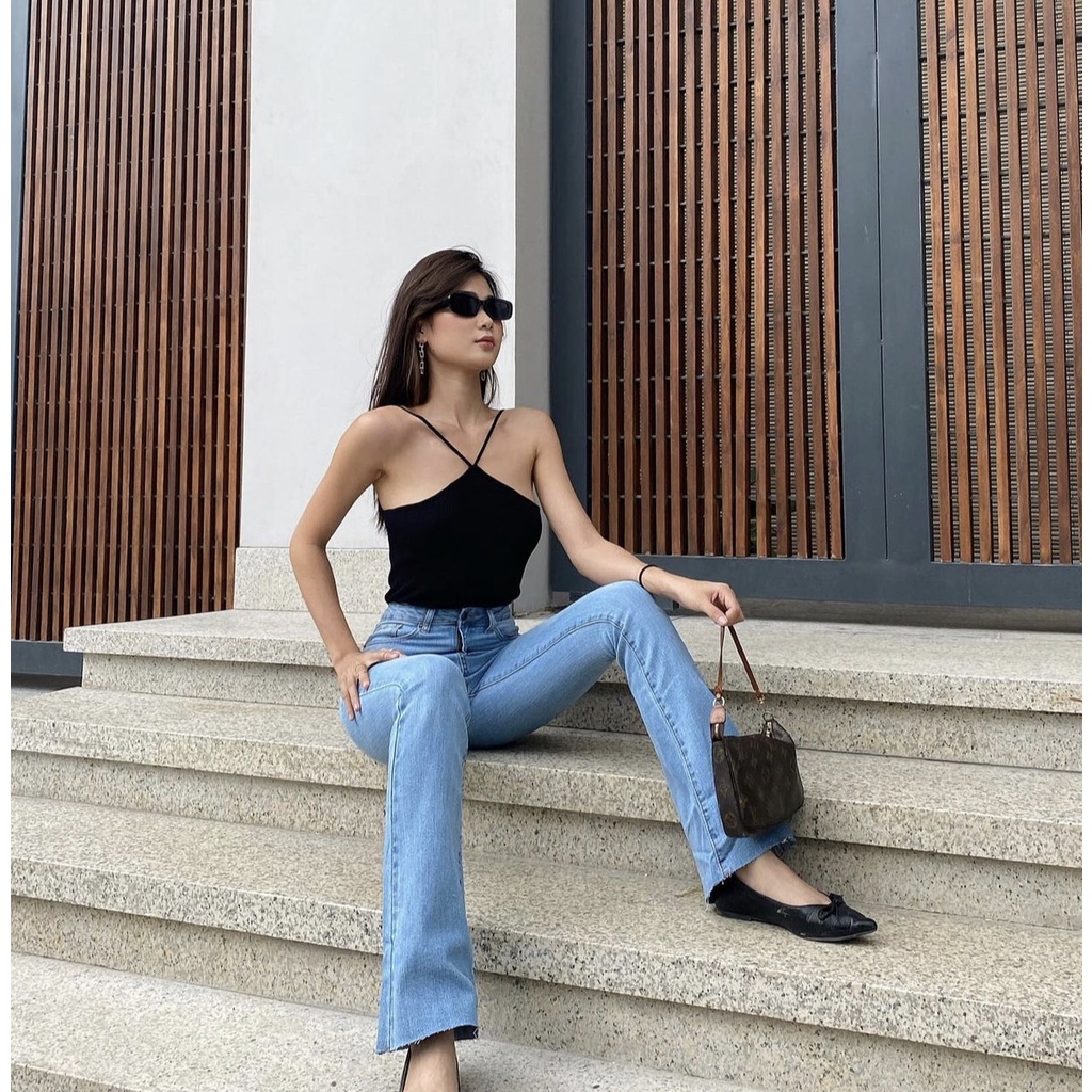 Áo Croptop Yếm 2 Dây Sợi Bún Gân Tăm Dáng Ôm Thon Gọn Mềm Mịn Carrotxinhdep