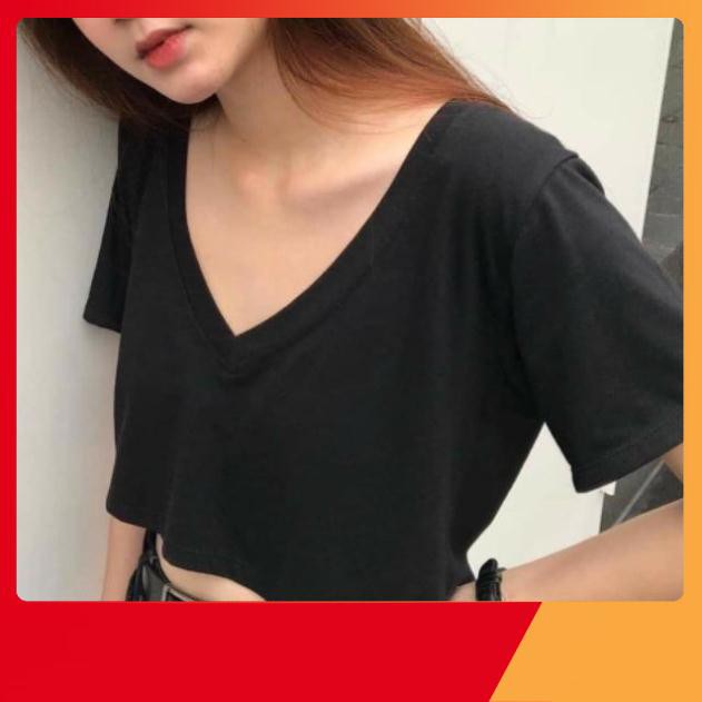 Thời Trang Tuổi Teen - ÁO CROPTOP CỔ TIM ĐEN TRẮNG - (Sp sẵn)