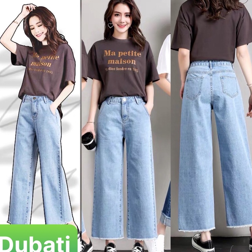 QUẦN JEAN BAGGY NỮ XANH ĐẬM NHẠT NÂNG MÔNG LƯNG CAO TRƠN DÀI VẢI MỀM MỊN HOT TREND 2022- DUBATI FASHION
