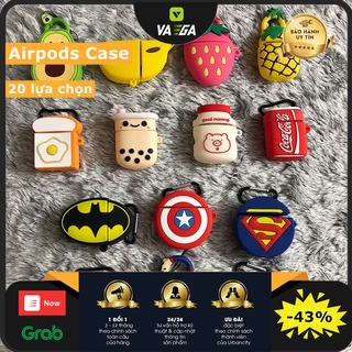 Vỏ bảo vệ tai nghe Apple Airpods 1 và 2 vỏ sạc, Loạt phim Marvel. Trái cây. hình hoạt hình, silicon TPU chống chịu