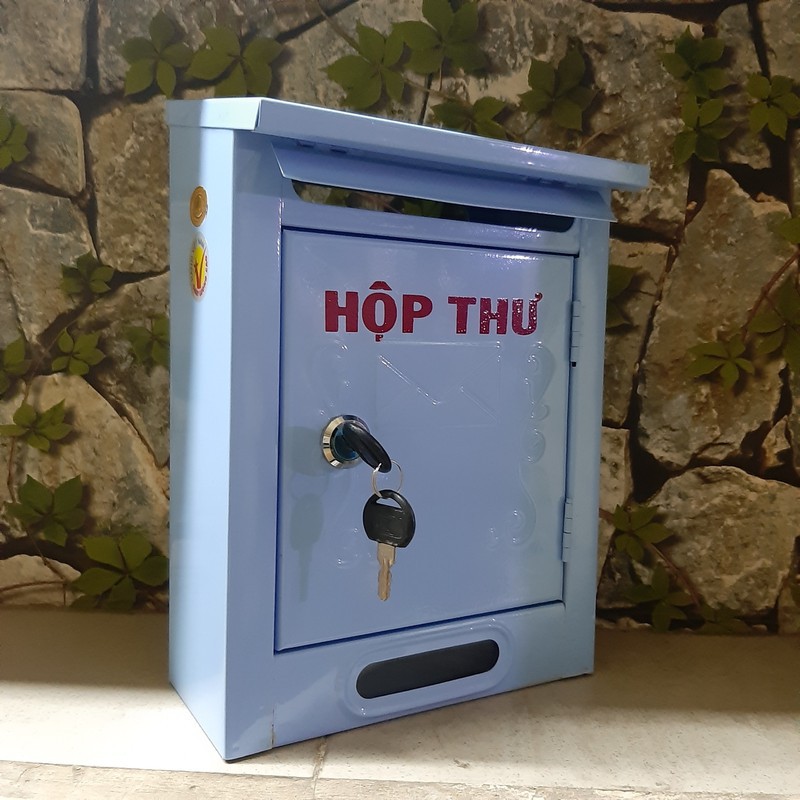 Hộp thư, thùng đựng thư sắt sơn tĩnh điện màu xanh KT 20 x 9 x 28  TS.02-S