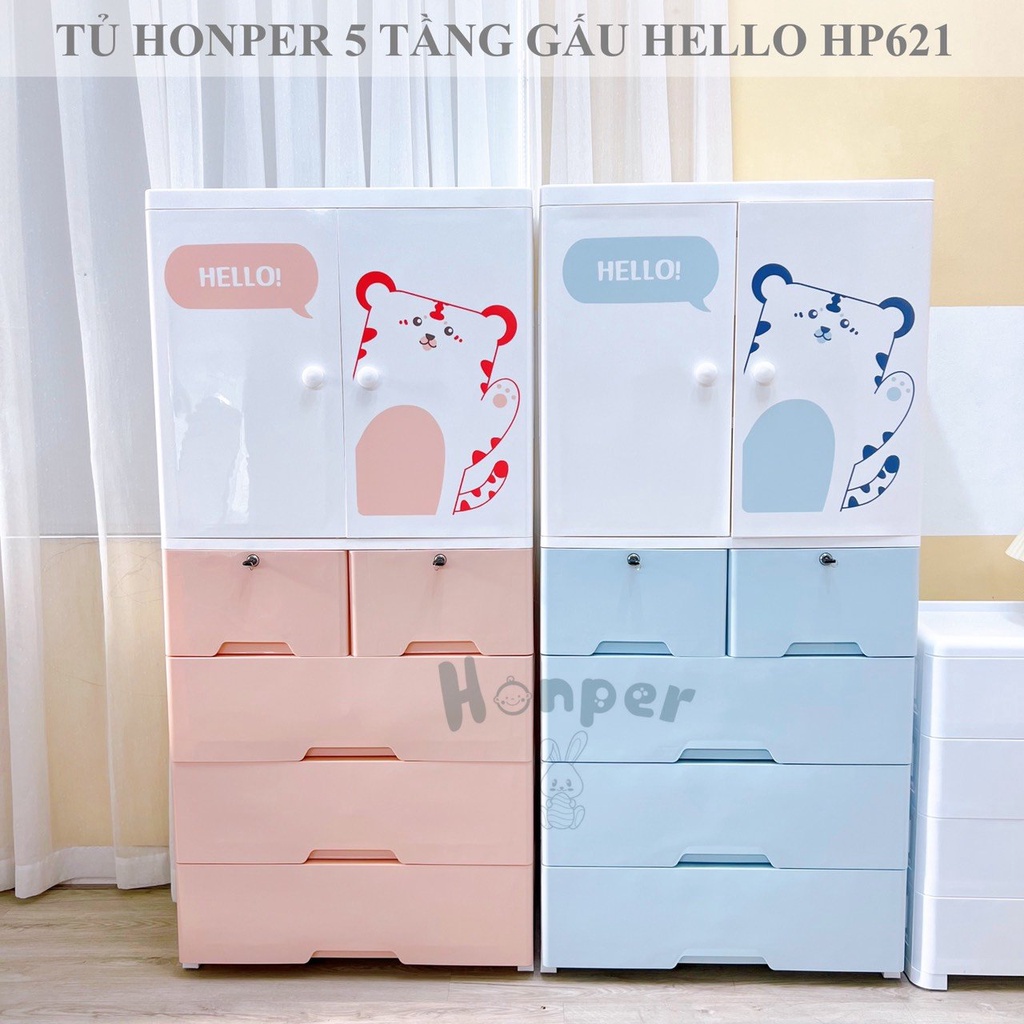 Tủ Honper 5 tầng gấu Hello phân phối chính hãng Bonbon mart
