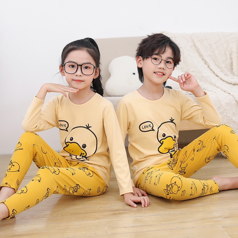 Size 100-180 Big Kids Teenage Girls Pajamas Sets Cusi Cotton Soft Warm Cartoon Pajamas Home Clothes 2 Pcs Sets for Boys Children