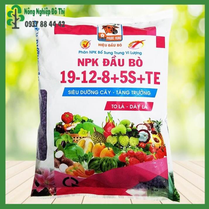 Phân NPK Đầu Bò 19-12-8+5S+TE 1kg