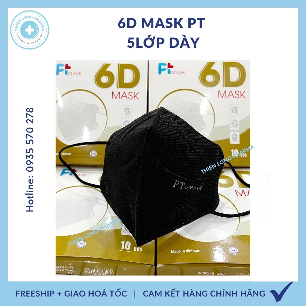 [HỘP 10 CÁI] Khẩu trang 6D MASK PT chính hãng, kháng khuẩn chống bụi siêu mịn