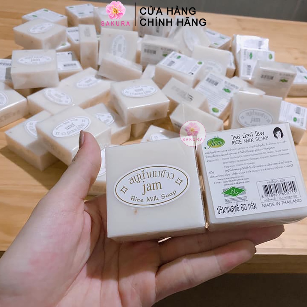 Xà phòng cám gạo thái lan trắng da Soap gạo rửa tay tắm trắng giảm thâm Jam Rice Milk SAKURA 65g TL1 | BigBuy360 - bigbuy360.vn