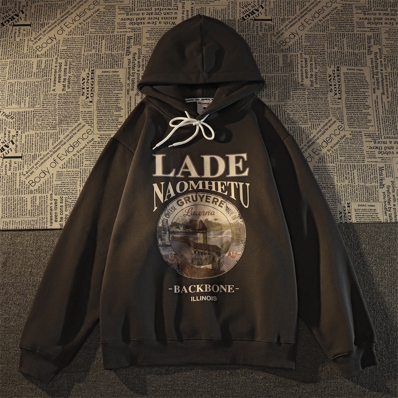 Áo hoodie dáng rộng in họa tiết phong cách Hàn Quốc thời trang cho nam và nữ