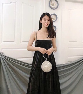 Cốp Tròn Cầm Tay  Đính hạt Lấp Lánh