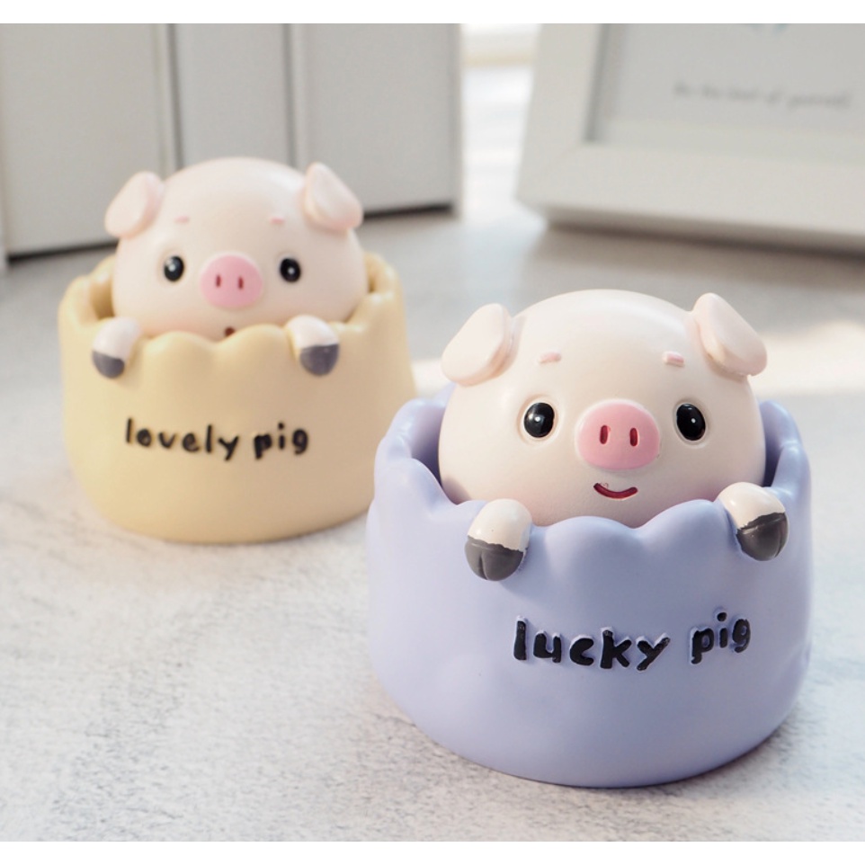 Tượng heo - lợn may mắn mô hình heo gật gù Lucky bày taplo ô tô, bàn làm việc, quà tặng siêu dễ thương