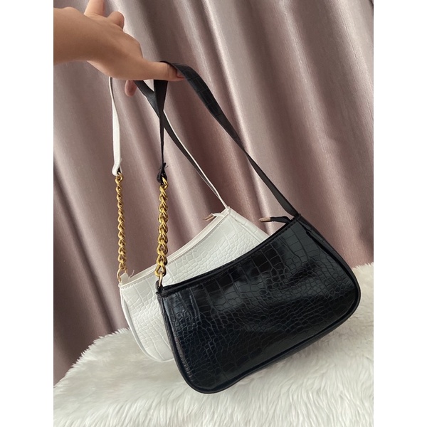 Túi da trơn Kẹp nách phối dây xích