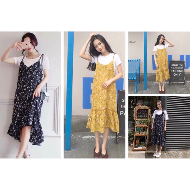 Set yếm hoa nhí ullzzang - còn vàng