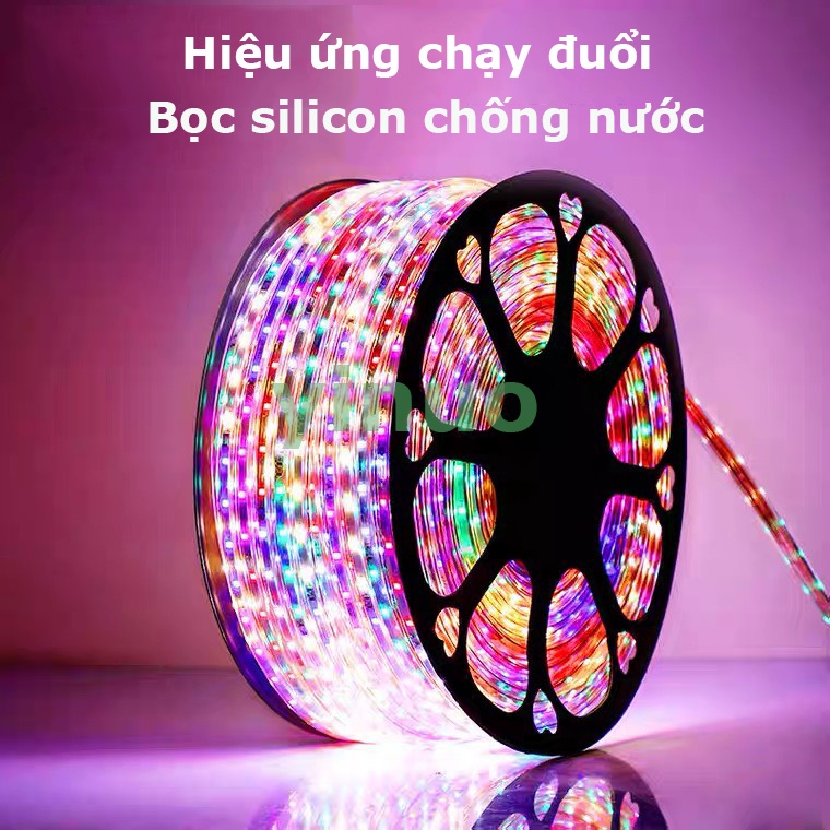 Led nháy đuổi 7 màu trang trí Tết  Led đuổi 7 màu bọc silicon chống nước trang trí ngoài trờ quấn cây