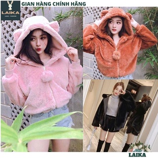 Áo khoác lông cừu 1 lớp kiểu dáng hàn quốc ulzzang ,áo khoác mùa đông nữ, áo khoác lông gấu, LAIKA