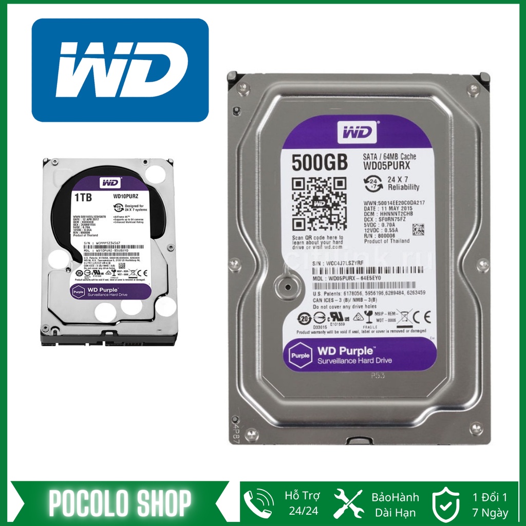 Ổ cứng HDD WD 500GB- 1TB màu tím ổ cứng cho camera BẢO HÀNH 24-36 THÁNG