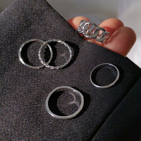 Set nhẫn kim loại phong cách Hàn Quốc cho nữ