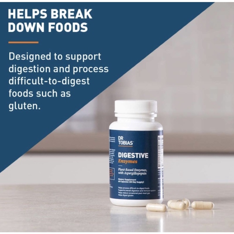 Viên men tiêu hoá giảm đầy hơi khó tiêu Dr. Tobias Digestive Enzymes 30 viên USA