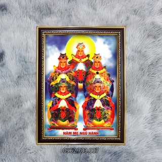 Tranh 5 Mẹ Ngũ Hành 36x48cm bằng vải phủ bóng khung composite xịn xò