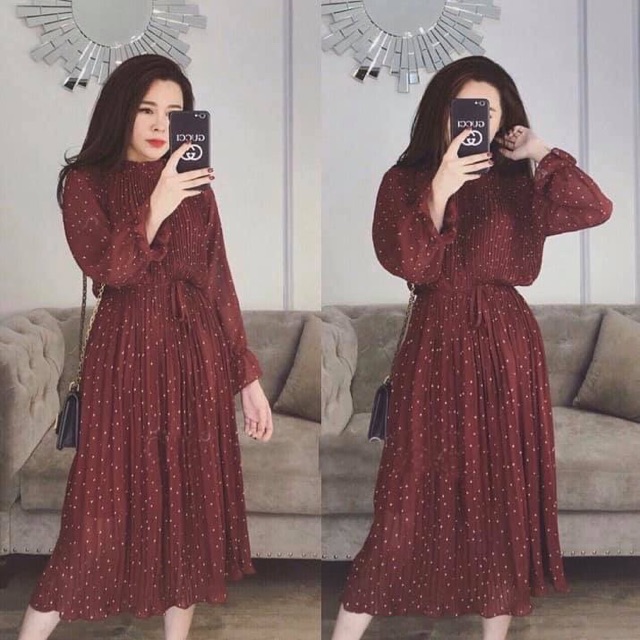 Váy suông chấm bi