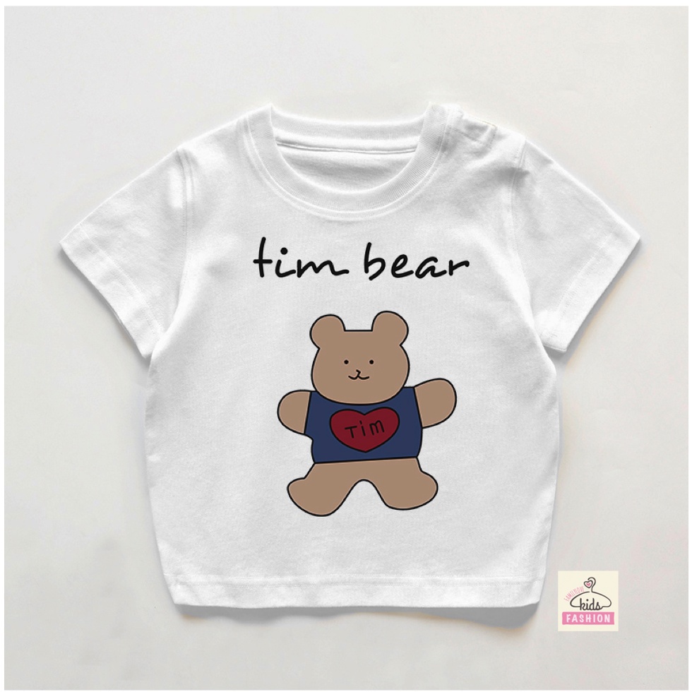 Áo thun bé trai bé gái Familylove - Áo phông trẻ em chú gấu Pooh tim bear đáng yêu chất liệu cotton 100% thoáng mát