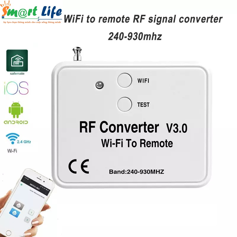 Bộ điều khiển cửa cuốn RF V3.0 và V4.0 điều khiển bằng điện thoại kết nối wifi, bluetooth - Chuyển đổi RF thành Wifi