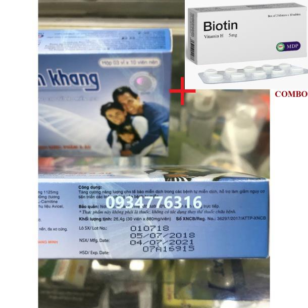Combo Biotin 5mg+ ✅ Kim Miễn Khang - Hỗ Trợ Điều Trị Vẩy Nến , Lupus Ban Đỏ